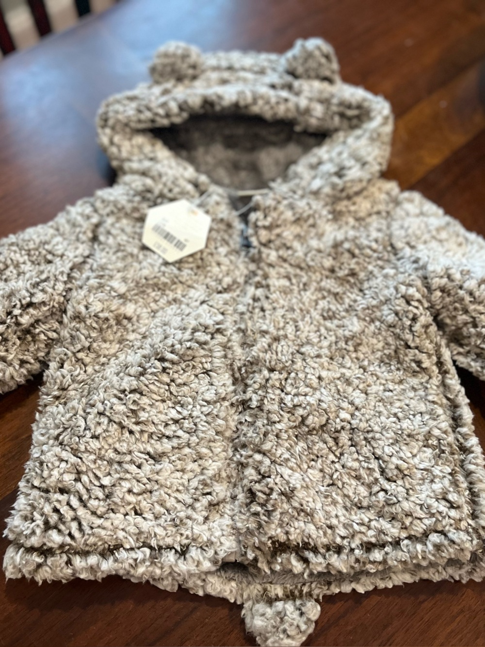 Altar'd State Teddy Hooded Puffer Jacket - Light Gray 9/12